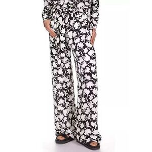 Michael Kors Floral Print Wide Leg Lounge Pants, Black White‎ 24W / #8170